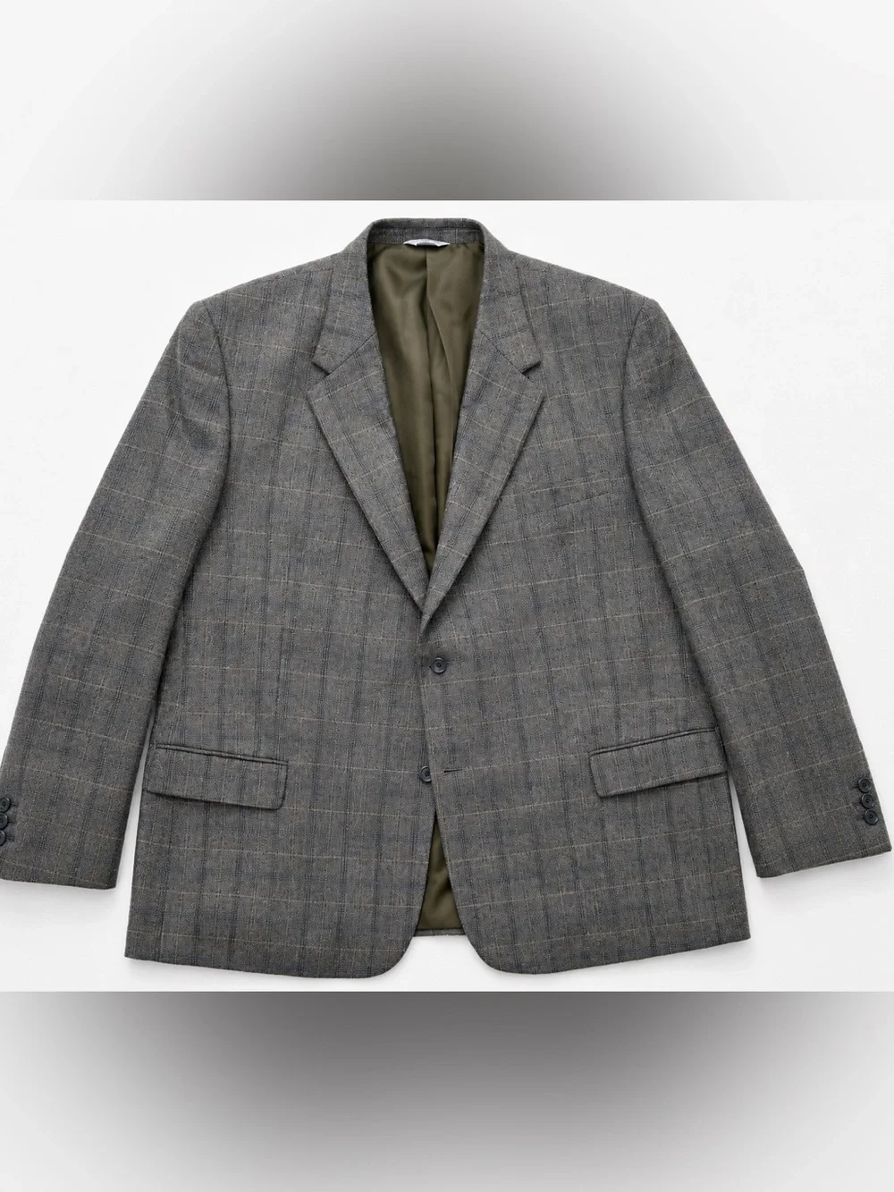 Joseph & Feiss International 100% Lambswool Sport Coat Gray Windowpane Blazer